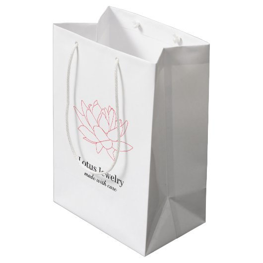 Lotus bloem sieraden juwelier bloemenlogo gebrandm medium cadeauzakje (Achterkant Gekanteld)