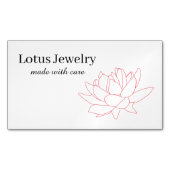 Lotus bloem sieraden juwelier logo kortingscode magnetisch visitekaartje (Voorkant)