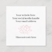 Lotus bloem sieraden juwelier logo kortingscode vierkante visitekaartje (Achterkant)