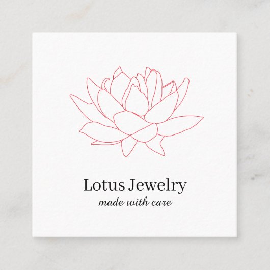 Lotus bloem sieraden juwelier logo kortingscode vierkante visitekaartje (Voorkant)