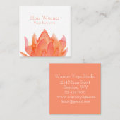 Lotus Bloem Sinaasappel Koraal Roze Waterverf Vierkante Visitekaartje (Voorkant / Achterkant)