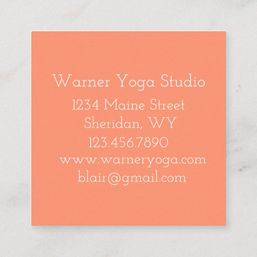 Lotus Bloem Sinaasappel Koraal Roze Waterverf Vierkante Visitekaartje (Achterkant)