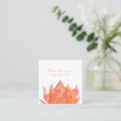 Lotus Bloem Sinaasappel Koraal Roze Waterverf Vierkante Visitekaartje (Staand voorkant)