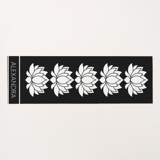 Lotus Bloem Symbool Zwart Wit Aangepast Yogamat (Achterkant (horizontaal))