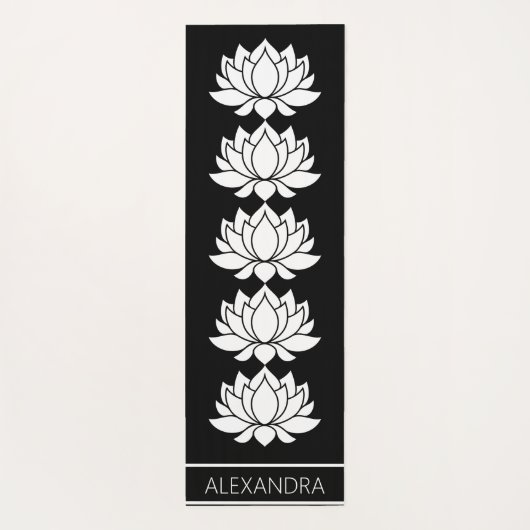 Lotus Bloem Symbool Zwart Wit Aangepast Yogamat (Achterkant)