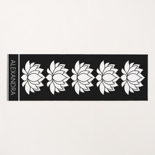 Lotus Bloem Symbool Zwart Wit Aangepast Yogamat (Voorkant (horizontaal))