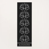 Lotus Bloem Symbool Zwart Wit Naam Gepersonaliseer Yogamat (Achterkant)