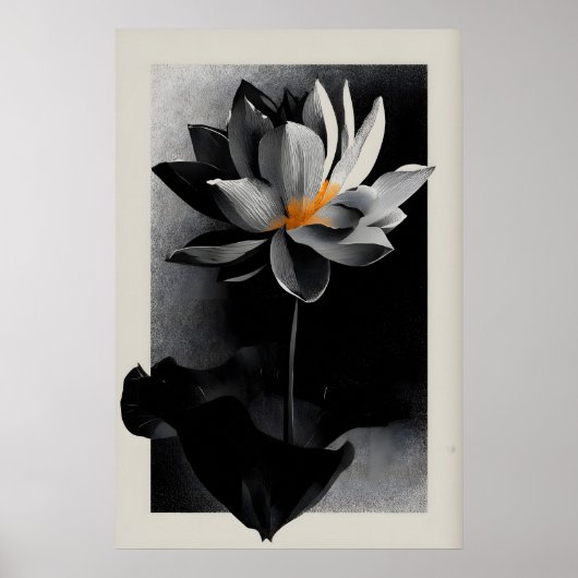 Lotus Bloem Wandschildering Crisp Contrast Botanic Poster (Voorkant)