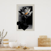 Lotus Bloem Wandschildering Crisp Contrast Botanic Poster (Keuken)