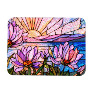 Lotus Bloem Waterlelie Roze Paars Oranje Zonsonder Magneet