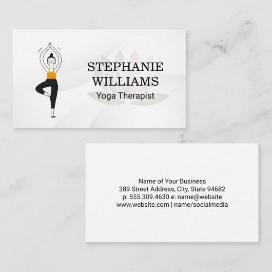 Lotus Bloem Yoga Pose Illustratie Visitekaartje (Voorkant / Achterkant)