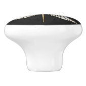 Lotus Bloem - Zwart, Parel en Goud Keramische Knop (Zijkant)