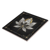 Lotus Bloem - Zwart, Parel en Goud Tegeltje (Zijkant)