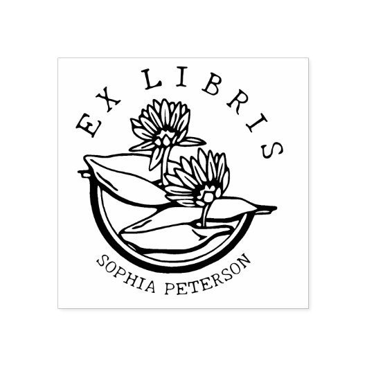 Lotus Bloemboek Ex Libris Rubberstempel (Afrduk)