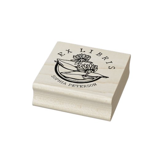 Lotus Bloemboek Ex Libris Rubberstempel (Stempel)