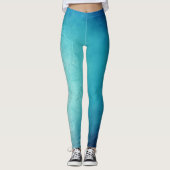 Lotus Bloemen Blauw Groen Yoga Leggings (Voorkant)