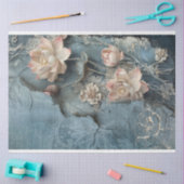 Lotus Bloemen & Denim Blauw gemengde media-effecte Tissuepapier (Craft)