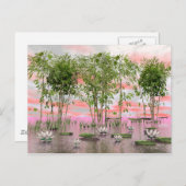 Lotus bloemen en bamboe - 3D rendering Briefkaart (Voorkant / Achterkant)