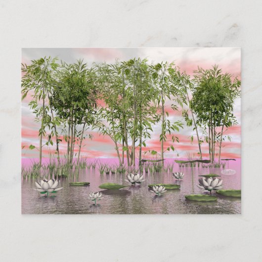 Lotus bloemen en bamboe - 3D rendering Briefkaart (Voorkant)