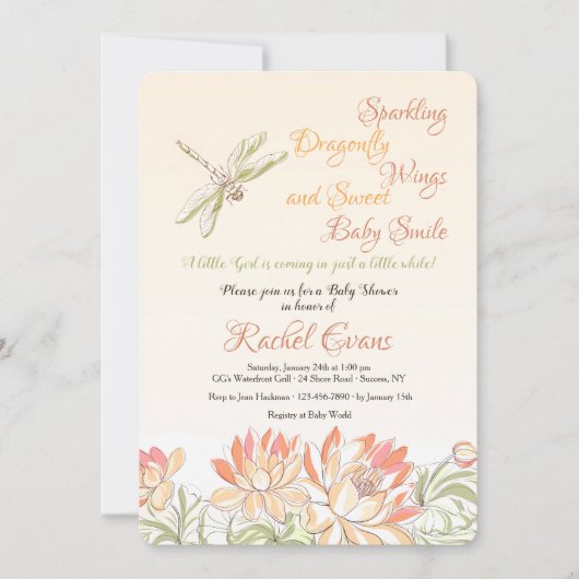 Lotus Bloemen en Dragonfly uitnodiging (Voorkant)