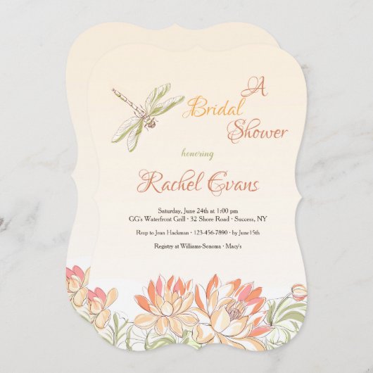 Lotus Bloemen en Dragonfly uitnodiging (Voorkant / Achterkant)