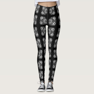 Lotus Bloemen en Mandala's in zwart en wit Leggings