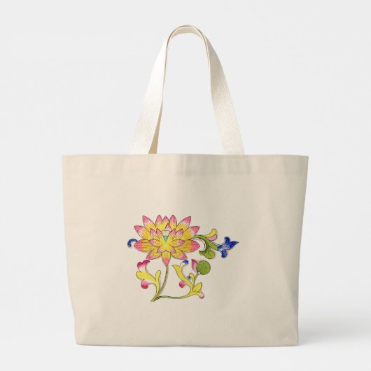 Lotus bloemen en wijnstokken grote tote bag (Achterkant)