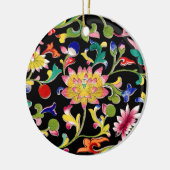 Lotus bloemen en wijnstokken keramisch ornament (Links)