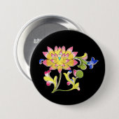 Lotus bloemen en wijnstokken ronde button 7,6 cm (Voorkant /achterkant)