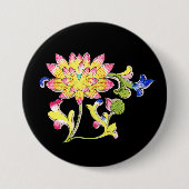 Lotus bloemen en wijnstokken ronde button 7,6 cm (Voorkant)