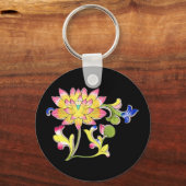 Lotus bloemen en wijnstokken sleutelhanger (Achterkant)