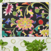 Lotus bloemen en wijnstokken theedoek (Gevouwen)