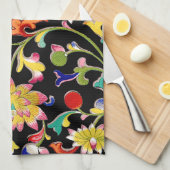 Lotus bloemen en wijnstokken theedoek (Quarter Fold)