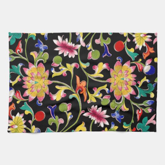 Lotus bloemen en wijnstokken theedoek (Horizontaal)