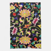 Lotus bloemen en wijnstokken theedoek (Verticaal)