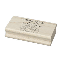 Lotus Bloemen Illustratie Naam Adres Rubberstempel