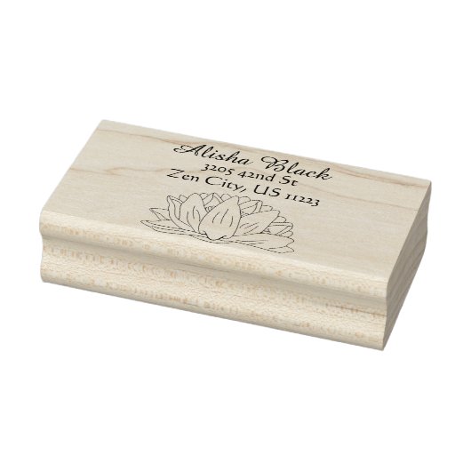 Lotus Bloemen Illustratie Naam Adres Rubberstempel (Stempel)
