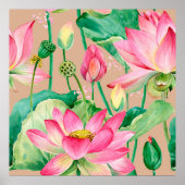 lotus bloemen naadloos patroon. waterverf botanisc poster (Voorkant)