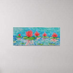Lotus bloemen Tekening Single Canvas Afdruk