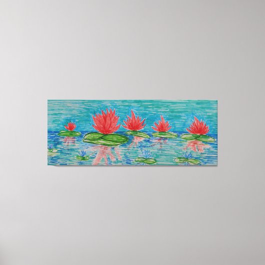 Lotus bloemen Tekening Single Canvas Afdruk (Voorkant)