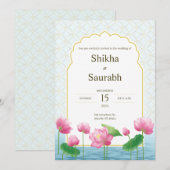 Lotus Bloemen Traditionele Huwelijksuitnodiging Kaart (Voorkant / Achterkant)