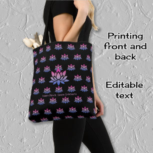 Lotus bloempatroon en aangepaste tekst tote bag