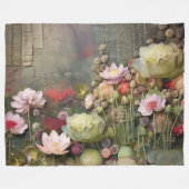 Lotus Bloemveld Botanische Waterverf Fleece Deken (Voorkant (Horizontaal))