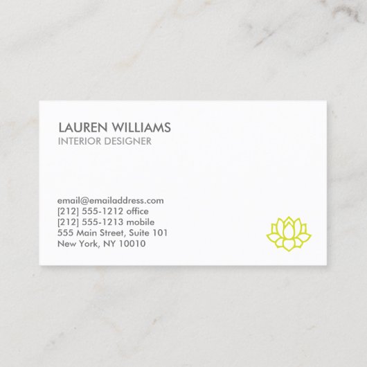 LOTUS BLOESEM IN GRIJS VISITEKAARTJE (Achterkant)