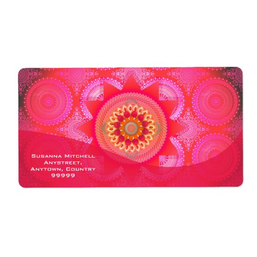 Lotus Bloom PInk Mandala Etiket (Voorkant)