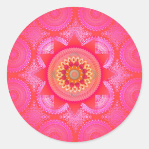 Lotus Bloom PInk Mandala Ronde Sticker