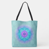 Lotus Bloom Turquoise Mandala ID129 Tote Bag (Achterkant)