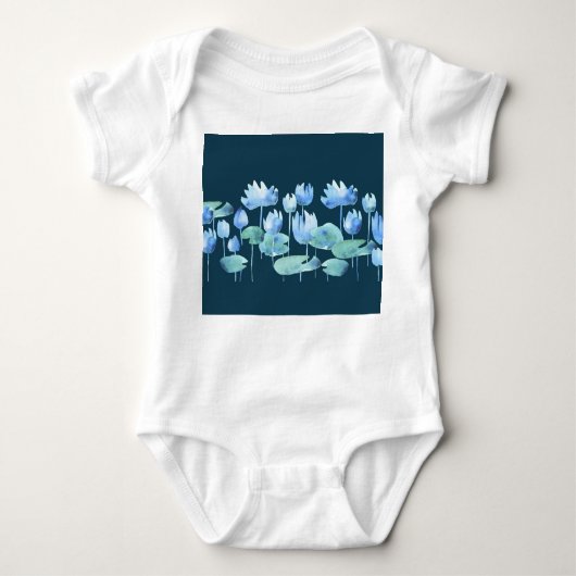 Lotus Blooms: Eenvoudige Waterverf Elegantie Romper (Voorkant)