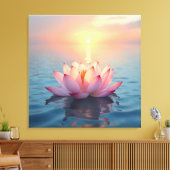 Lotus Blossom bij zonsopgang Canvas Afdruk (Insitu (Woonkamer))