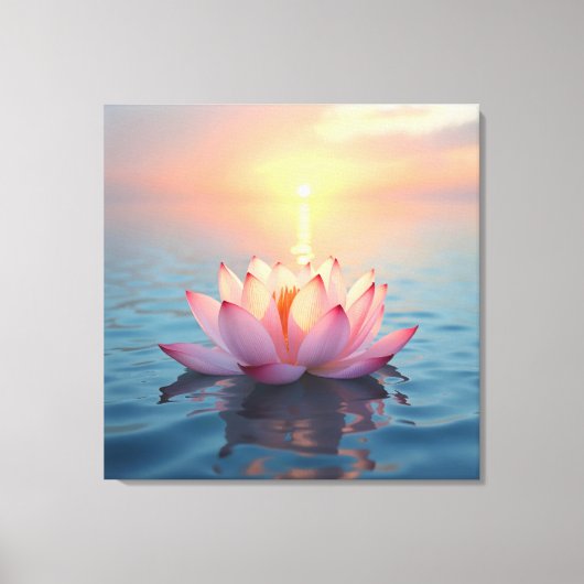 Lotus Blossom bij zonsopgang Canvas Afdruk (Voorkant)